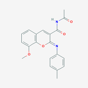 (2Z)-N-acetyl-8-methoxy-2-[(4-methylphenyl)imino]-2H-chromene-3-carboxamide