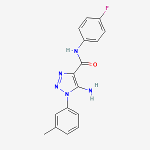 molecular formula C16H14FN5O B4445471 5-amino-N-(4-fluorophenyl)-1-(3-methylphenyl)-1H-1,2,3-triazole-4-carboxamide 