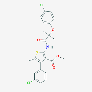 molecular formula C23H21Cl2NO4S B444548 Methyl 2-{[2-(4-chlorophenoxy)-2-methylpropanoyl]amino}-4-(3-chlorophenyl)-5-methyl-3-thiophenecarboxylate 