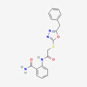 2-({[(5-benzyl-1,3,4-oxadiazol-2-yl)thio]acetyl}amino)benzamide