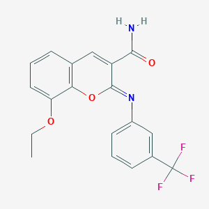 molecular formula C19H15F3N2O3 B444551 (Z)-8-ethoxy-2-((3-(trifluoromethyl)phenyl)imino)-2H-chromene-3-carboxamide CAS No. 328555-84-6