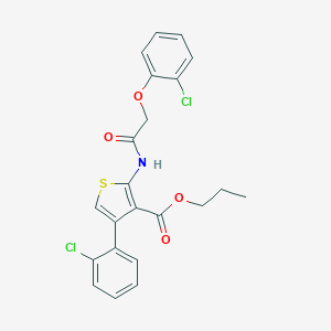 molecular formula C22H19Cl2NO4S B444553 Propyl 2-{[(2-chlorophenoxy)acetyl]amino}-4-(2-chlorophenyl)-3-thiophenecarboxylate 