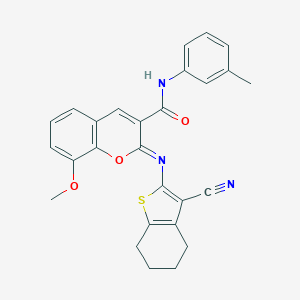 molecular formula C27H23N3O3S B444554 2-[(3-cyano-4,5,6,7-tetrahydro-1-benzothien-2-yl)imino]-8-methoxy-N-(3-methylphenyl)-2H-chromene-3-carboxamide 