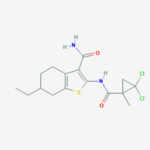 molecular formula C16H20Cl2N2O2S B444561 2-{[(2,2-Dichloro-1-methylcyclopropyl)carbonyl]amino}-6-ethyl-4,5,6,7-tetrahydro-1-benzothiophene-3-carboxamide 