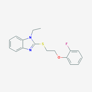 molecular formula C17H17FN2OS B444567 1-ethyl-2-{[2-(2-fluorophenoxy)ethyl]sulfanyl}-1H-benzimidazole CAS No. 347341-28-0