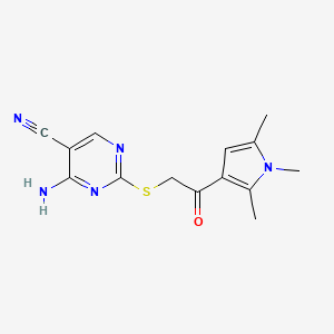 molecular formula C14H15N5OS B4445748 4-amino-2-{[2-oxo-2-(1,2,5-trimethyl-1H-pyrrol-3-yl)ethyl]thio}-5-pyrimidinecarbonitrile 