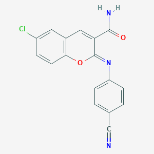 molecular formula C17H10ClN3O2 B444575 6-chloro-2-[(4-cyanophenyl)imino]-2H-chromene-3-carboxamide 