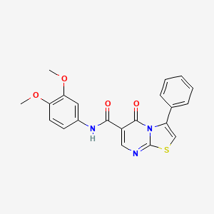 molecular formula C21H17N3O4S B4445761 N-(3,4-dimethoxyphenyl)-5-oxo-3-phenyl-5H-[1,3]thiazolo[3,2-a]pyrimidine-6-carboxamide 