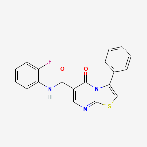 molecular formula C19H12FN3O2S B4445776 N-(2-fluorophenyl)-5-oxo-3-phenyl-5H-[1,3]thiazolo[3,2-a]pyrimidine-6-carboxamide 