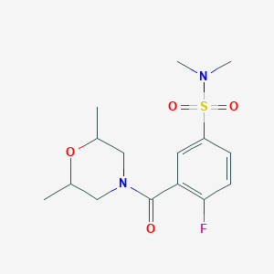 molecular formula C15H21FN2O4S B4445796 3-[(2,6-dimethyl-4-morpholinyl)carbonyl]-4-fluoro-N,N-dimethylbenzenesulfonamide 