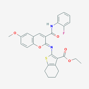 ethyl 2-({3-[(2-fluoroanilino)carbonyl]-6-methoxy-2H-chromen-2-ylidene}amino)-4,5,6,7-tetrahydro-1-benzothiophene-3-carboxylate