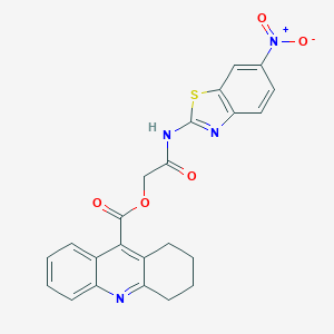 molecular formula C23H18N4O5S B444584 2-({6-Nitro-1,3-benzothiazol-2-yl}amino)-2-oxoethyl 1,2,3,4-tetrahydro-9-acridinecarboxylate 