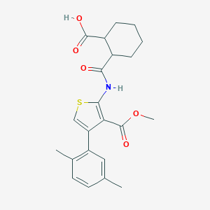 molecular formula C22H25NO5S B444586 2-{[4-(2,5-Dimethylphenyl)-3-(methoxycarbonyl)thiophen-2-yl]carbamoyl}cyclohexanecarboxylic acid 