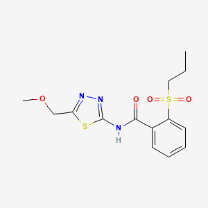 molecular formula C14H17N3O4S2 B4445861 N-[5-(methoxymethyl)-1,3,4-thiadiazol-2-yl]-2-(propylsulfonyl)benzamide 