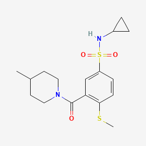 molecular formula C17H24N2O3S2 B4445888 N-cyclopropyl-3-[(4-methyl-1-piperidinyl)carbonyl]-4-(methylthio)benzenesulfonamide 