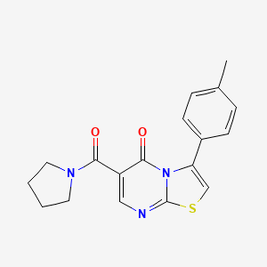 molecular formula C18H17N3O2S B4445918 3-(4-methylphenyl)-6-(1-pyrrolidinylcarbonyl)-5H-[1,3]thiazolo[3,2-a]pyrimidin-5-one 