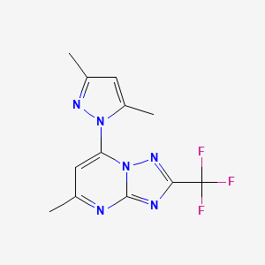 molecular formula C12H11F3N6 B4445940 7-(3,5-dimethyl-1H-pyrazol-1-yl)-5-methyl-2-(trifluoromethyl)[1,2,4]triazolo[1,5-a]pyrimidine 