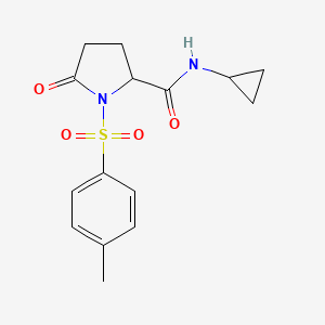 molecular formula C15H18N2O4S B4445961 N-cyclopropyl-1-[(4-methylphenyl)sulfonyl]-5-oxoprolinamide 