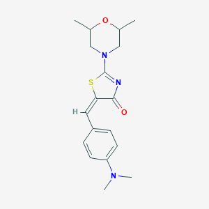 molecular formula C18H23N3O2S B444597 (E)-5-(4-(dimethylamino)benzylidene)-2-(2,6-dimethylmorpholino)thiazol-4(5H)-one CAS No. 374542-25-3