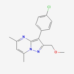 molecular formula C16H16ClN3O B4445999 3-(4-chlorophenyl)-2-(methoxymethyl)-5,7-dimethylpyrazolo[1,5-a]pyrimidine 