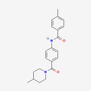 molecular formula C21H24N2O2 B4446016 4-methyl-N-{4-[(4-methyl-1-piperidinyl)carbonyl]phenyl}benzamide 