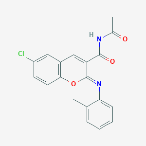 (2Z)-N-acetyl-6-chloro-2-[(2-methylphenyl)imino]-2H-chromene-3-carboxamide