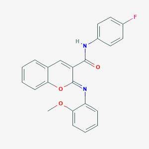 molecular formula C23H17FN2O3 B444607 (2Z)-N-(4-fluorophenyl)-2-[(2-methoxyphenyl)imino]-2H-chromene-3-carboxamide 
