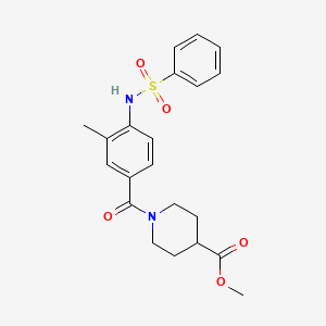 molecular formula C21H24N2O5S B4446128 methyl 1-{3-methyl-4-[(phenylsulfonyl)amino]benzoyl}-4-piperidinecarboxylate 