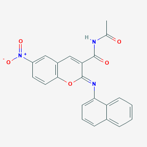 molecular formula C22H15N3O5 B444614 N-acetyl-6-nitro-2-(1-naphthylimino)-2H-chromene-3-carboxamide 