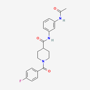 molecular formula C21H22FN3O3 B4446156 N-[3-(acetylamino)phenyl]-1-(4-fluorobenzoyl)-4-piperidinecarboxamide 