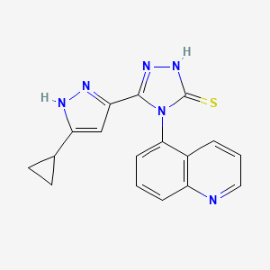 molecular formula C17H14N6S B4446163 5-(3-cyclopropyl-1H-pyrazol-5-yl)-4-(5-quinolinyl)-4H-1,2,4-triazole-3-thiol 