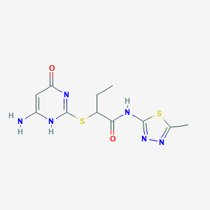 molecular formula C11H14N6O2S2 B444620 2-[(6-amino-4-oxo-1H-pyrimidin-2-yl)sulfanyl]-N-(5-methyl-1,3,4-thiadiazol-2-yl)butanamide 