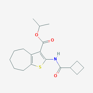 molecular formula C18H25NO3S B444621 isopropyl 2-[(cyclobutylcarbonyl)amino]-5,6,7,8-tetrahydro-4H-cyclohepta[b]thiophene-3-carboxylate 