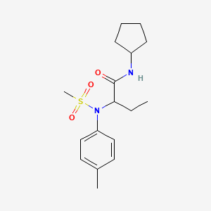 molecular formula C17H26N2O3S B4446282 N-cyclopentyl-2-[(4-methylphenyl)(methylsulfonyl)amino]butanamide 