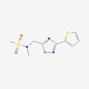 molecular formula C9H11N3O3S2 B4446296 N-methyl-N-{[3-(2-thienyl)-1,2,4-oxadiazol-5-yl]methyl}methanesulfonamide 