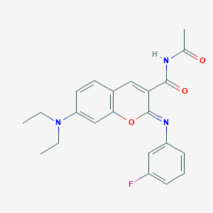 N-acetyl-7-(diethylamino)-2-[(3-fluorophenyl)imino]-2H-chromene-3-carboxamide