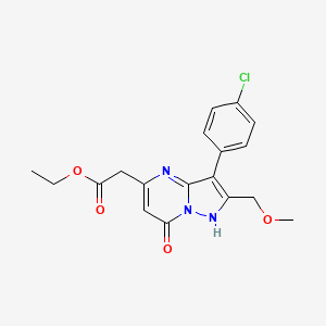 molecular formula C18H18ClN3O4 B4446300 ethyl [3-(4-chlorophenyl)-2-(methoxymethyl)-7-oxo-4,7-dihydropyrazolo[1,5-a]pyrimidin-5-yl]acetate 
