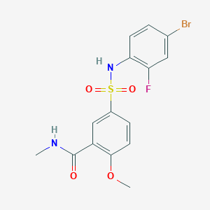 molecular formula C15H14BrFN2O4S B4446316 5-{[(4-bromo-2-fluorophenyl)amino]sulfonyl}-2-methoxy-N-methylbenzamide 