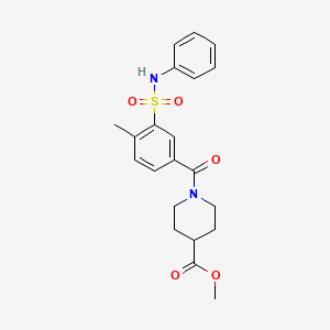 molecular formula C21H24N2O5S B4446321 methyl 1-[3-(anilinosulfonyl)-4-methylbenzoyl]-4-piperidinecarboxylate 