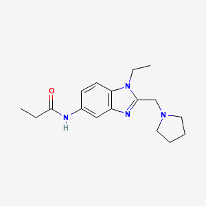 molecular formula C17H24N4O B4446326 N-[1-ethyl-2-(1-pyrrolidinylmethyl)-1H-benzimidazol-5-yl]propanamide 