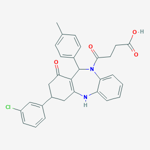 4-[3-(3-chlorophenyl)-11-(4-methylphenyl)-1-oxo-1,2,3,4,5,11-hexahydro-10H-dibenzo[b,e][1,4]diazepin-10-yl]-4-oxobutanoic acid