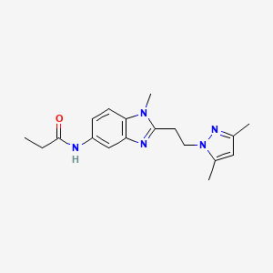 molecular formula C18H23N5O B4446336 N-{2-[2-(3,5-dimethyl-1H-pyrazol-1-yl)ethyl]-1-methyl-1H-benzimidazol-5-yl}propanamide 