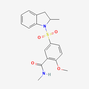 molecular formula C18H20N2O4S B4446341 2-methoxy-N-methyl-5-[(2-methyl-2,3-dihydro-1H-indol-1-yl)sulfonyl]benzamide 