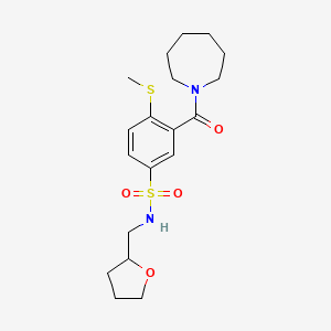 molecular formula C19H28N2O4S2 B4446349 3-(1-azepanylcarbonyl)-4-(methylthio)-N-(tetrahydro-2-furanylmethyl)benzenesulfonamide 