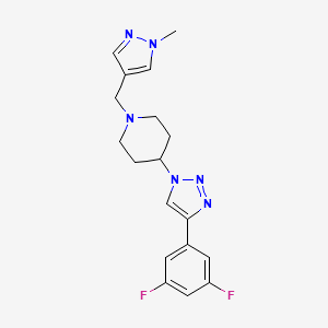 molecular formula C18H20F2N6 B4446392 4-[4-(3,5-difluorophenyl)-1H-1,2,3-triazol-1-yl]-1-[(1-methyl-1H-pyrazol-4-yl)methyl]piperidine trifluoroacetate 