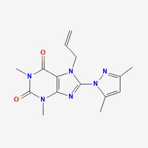molecular formula C15H18N6O2 B4446431 7-allyl-8-(3,5-dimethyl-1H-pyrazol-1-yl)-1,3-dimethyl-3,7-dihydro-1H-purine-2,6-dione 