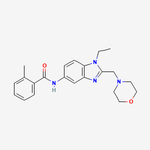molecular formula C22H26N4O2 B4446442 N-[1-ethyl-2-(4-morpholinylmethyl)-1H-benzimidazol-5-yl]-2-methylbenzamide 