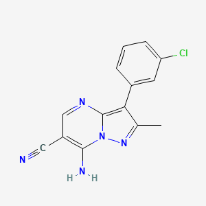 molecular formula C14H10ClN5 B4446444 7-amino-3-(3-chlorophenyl)-2-methylpyrazolo[1,5-a]pyrimidine-6-carbonitrile 