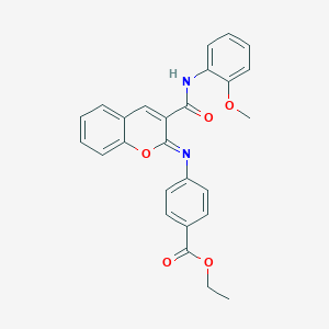 molecular formula C26H22N2O5 B444645 ethyl 4-({3-[(2-methoxyanilino)carbonyl]-2H-chromen-2-ylidene}amino)benzoate 