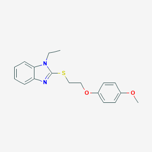 molecular formula C18H20N2O2S B444646 1-ethyl-2-{[2-(4-methoxyphenoxy)ethyl]sulfanyl}-1H-benzimidazole 